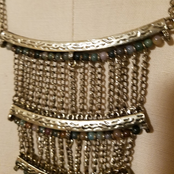 Barse- Genuine Red Jasper and multi-colored Agate beaded bronze necklace♡ - Picture 4 of 7